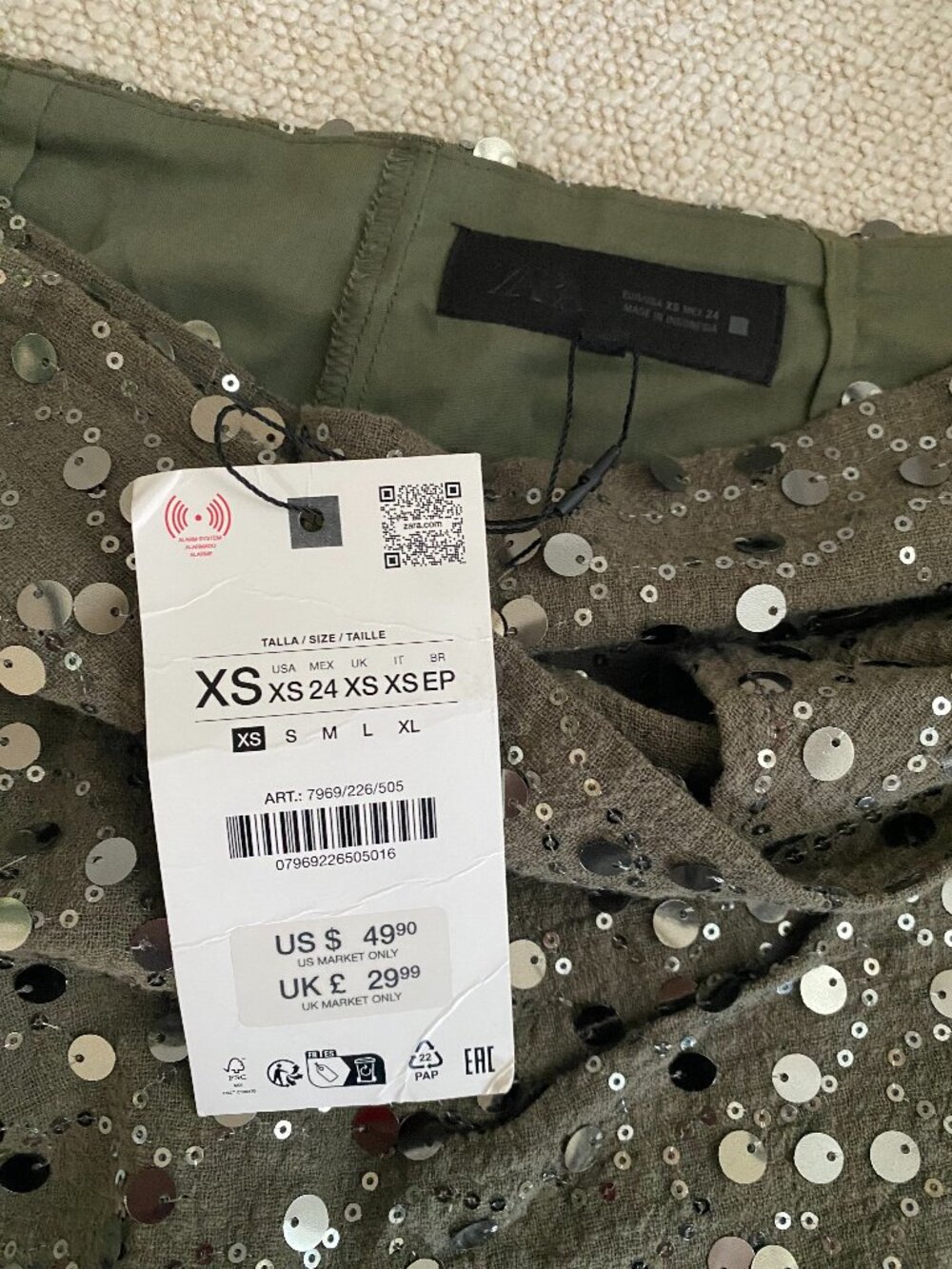Zara NWT | Green Sparkle Mini Skort - Picture 11 of 12